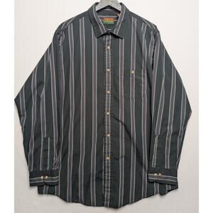 Vintage Oakton Limited Green Striped Long Sleeve‎ Shirt XL Tall